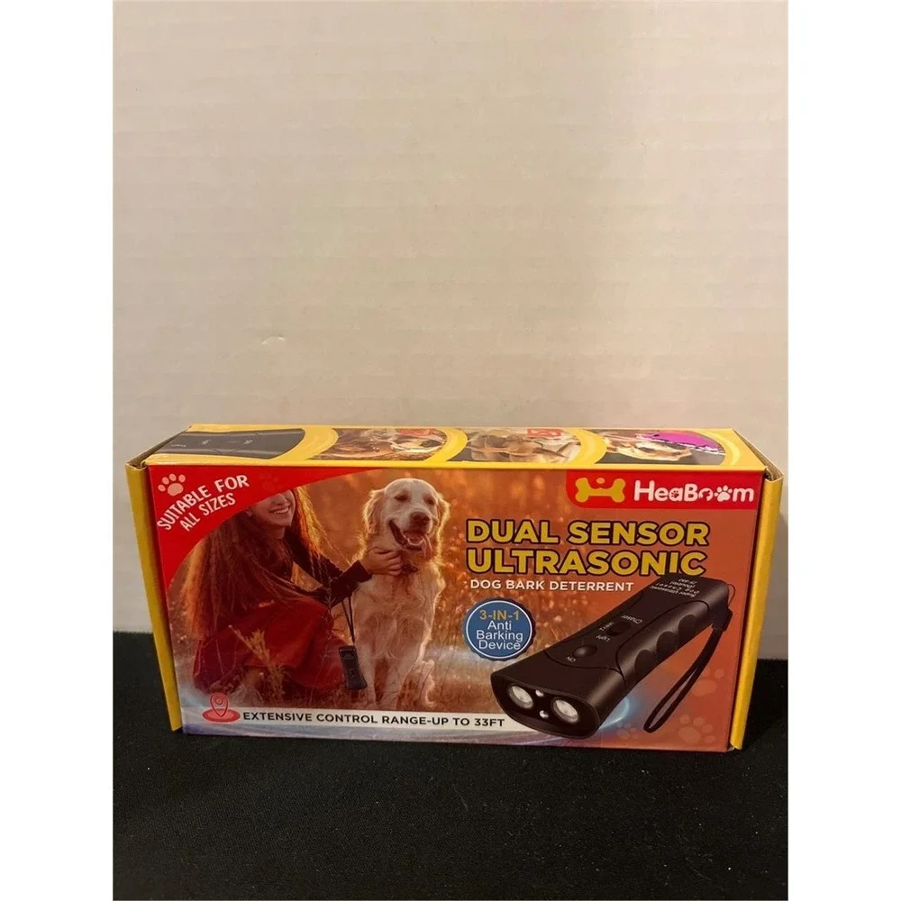 HeaBoom Dual Sensor Ultrasonic Dog Bark Deterrent 3in1 Anti Barking Device
